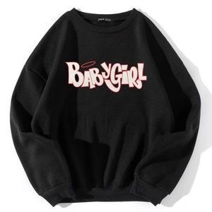 Letter Graphic Top Shoulder Thermal Pullover